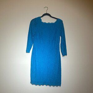 Adrianna Papell Women's Turquoise Lace Sheath Dress - Size 10
